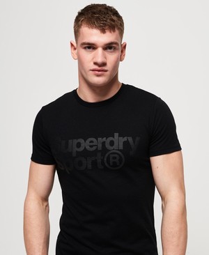 Superdry Core Sport Graphic Férfi Pólók Fekete | DAGQL0532